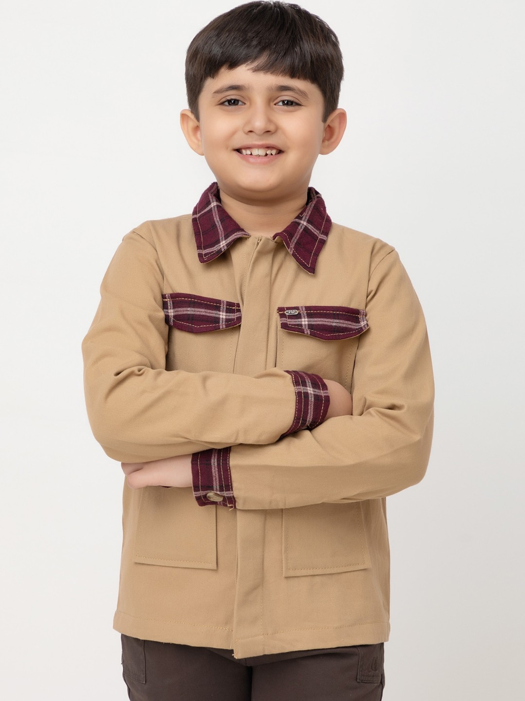 

Purple United Kids Boys Long Sleeves Rapid-Dry Bomber Jacket, Beige