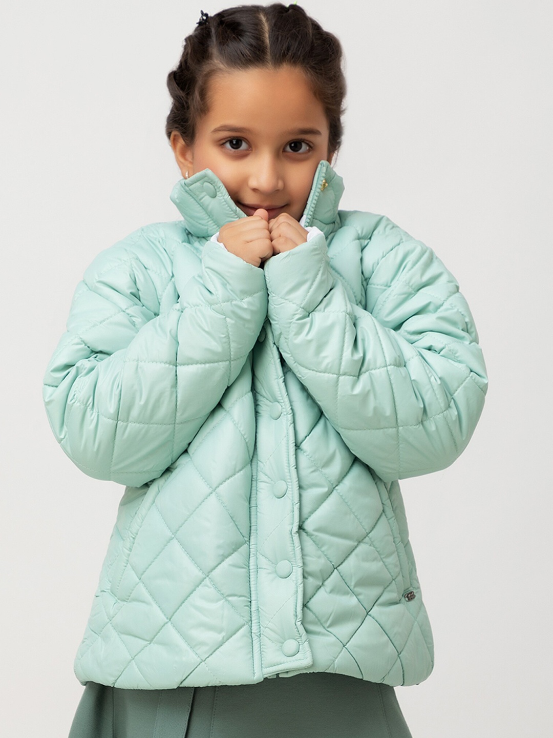 

Purple United Kids Girls Mock Collar Puffer Jacket, Sea green