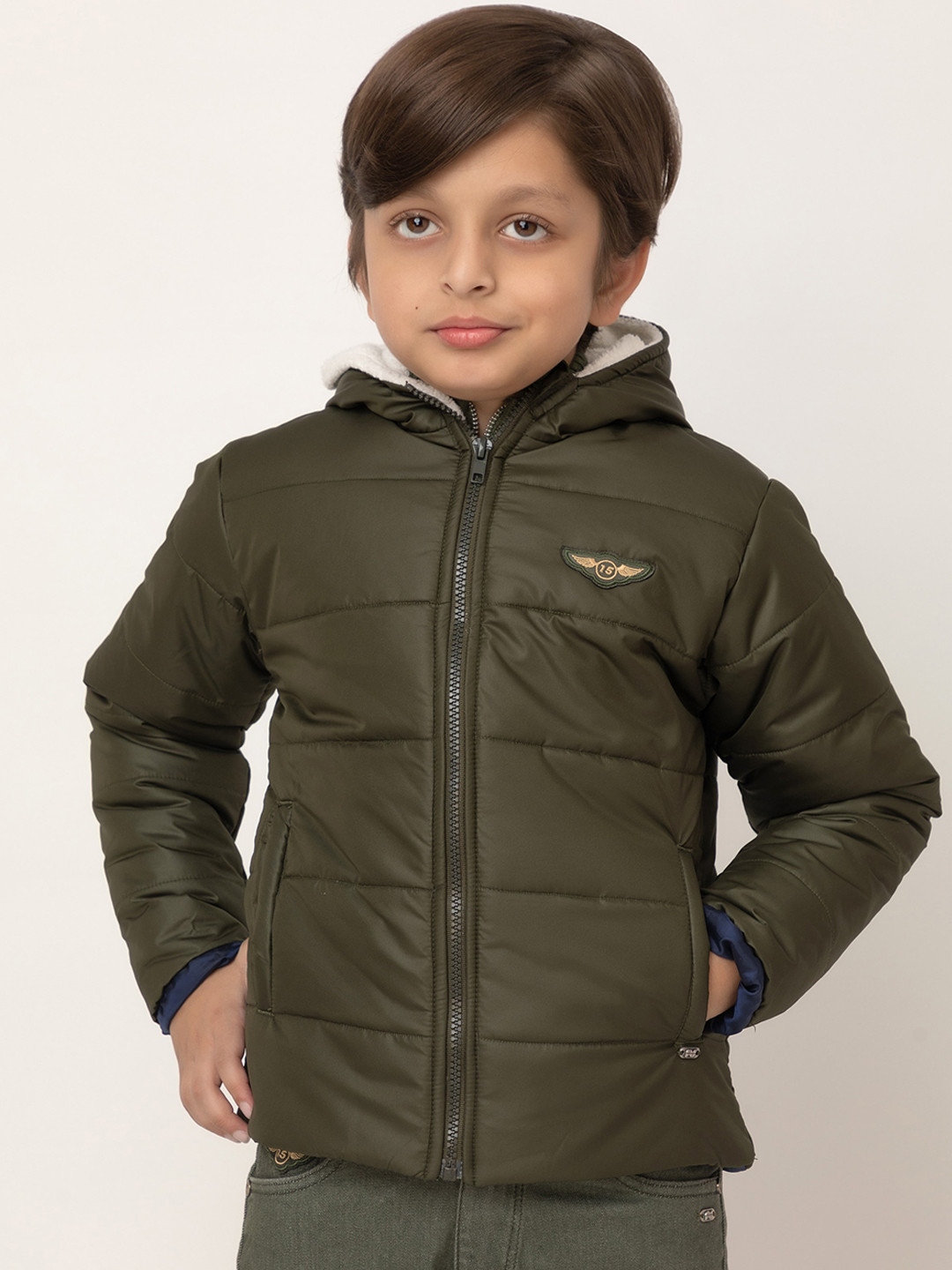 

Purple United Kids Boys Hooded Puffer Jacket, Olive