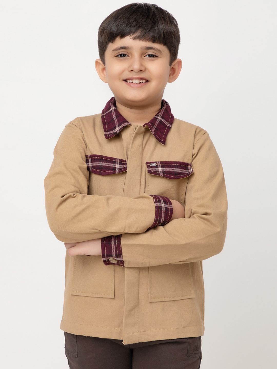 

Purple United Kids Boys Cotton Twill Jacket, Beige
