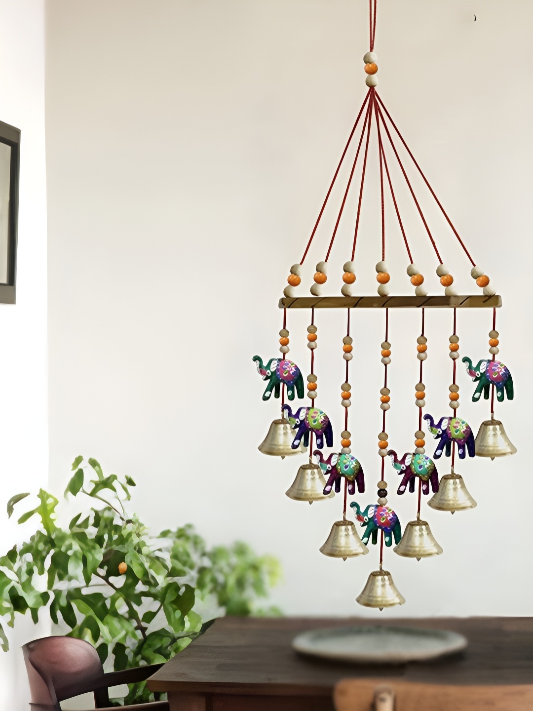 

Aawiclo Wooden Brown & Blue Bells Design Decorative Wind Chime