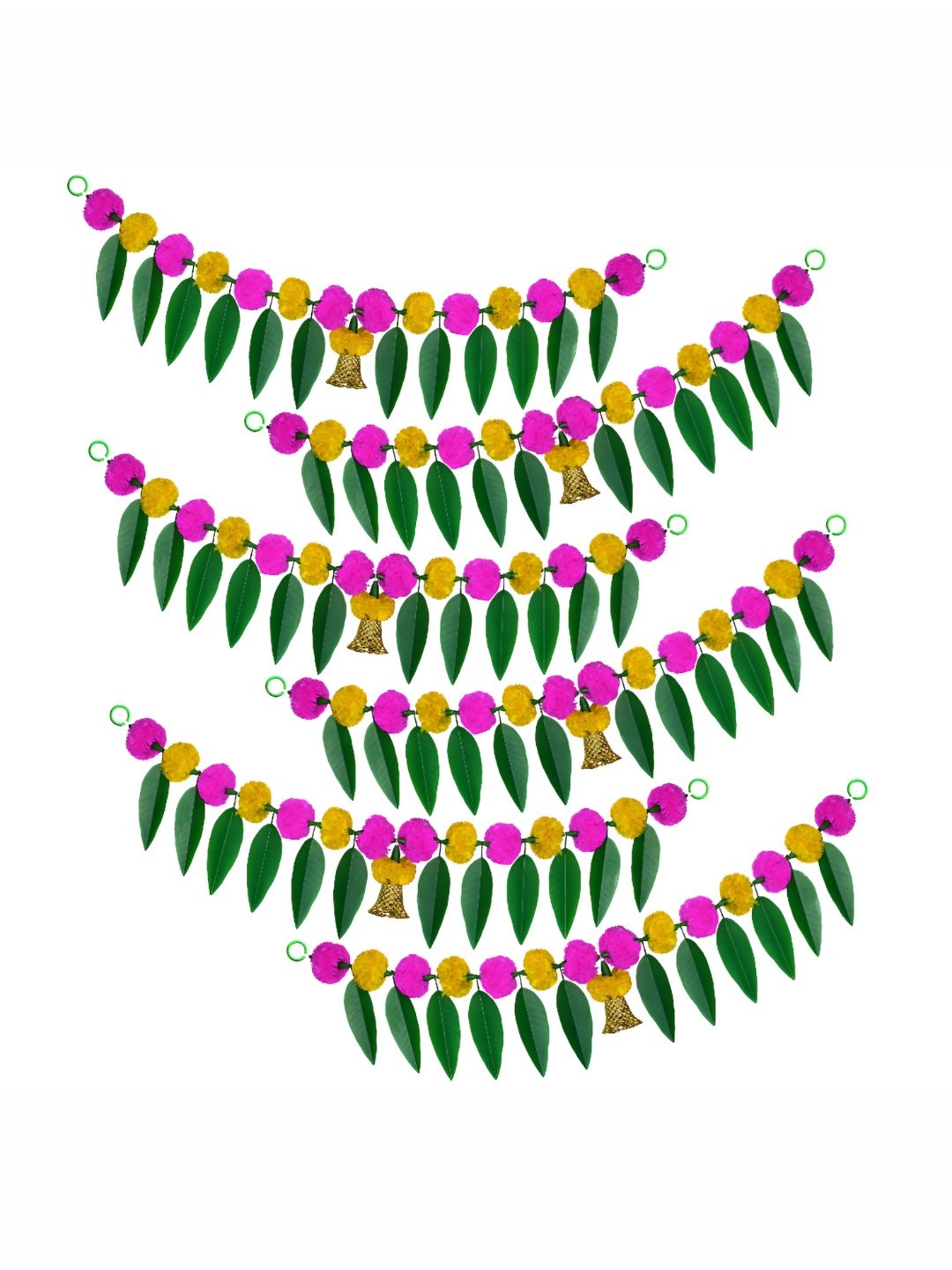 

iHandikart Yellow Marigold With Rajnigandha Hanging Toran Artificial Flower, Pink