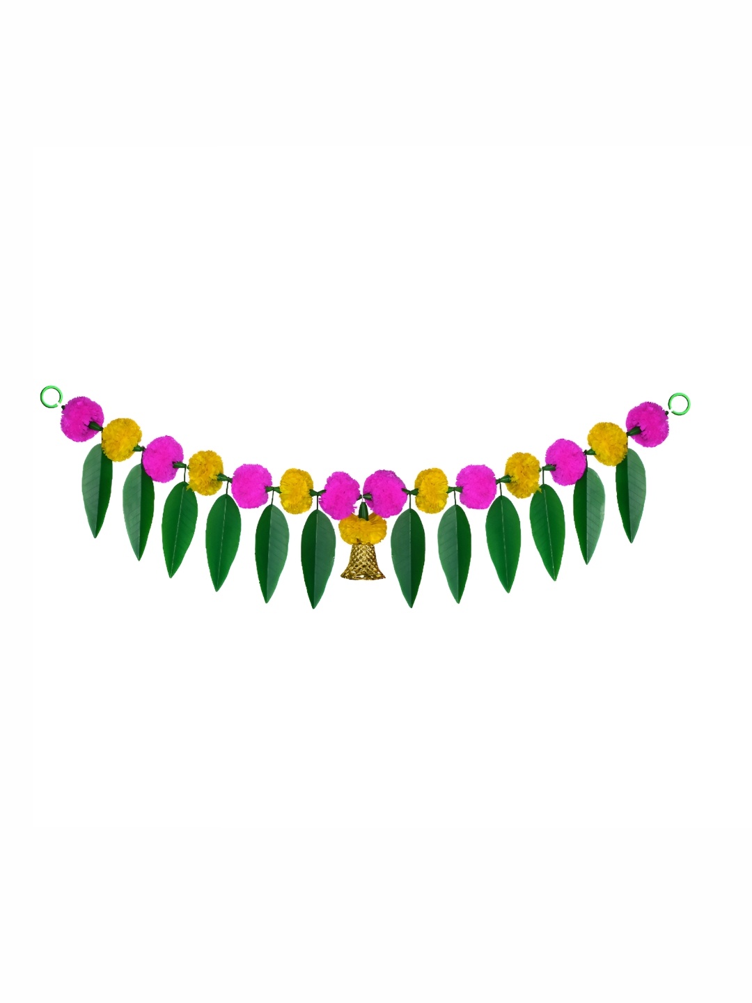 

iHandikart Pink Marigold With Mango Leaf Hanging Toran Artificial Flower