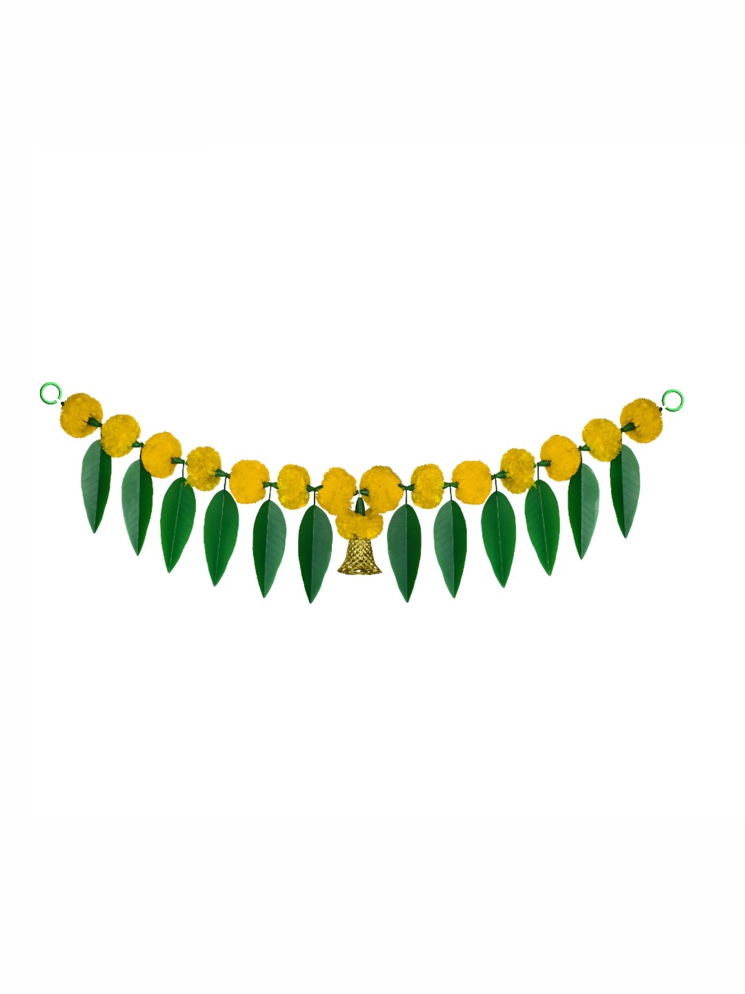 

iHandikart Yellow Marigold With Mango Leaf Hanging Toran Artificial Flower