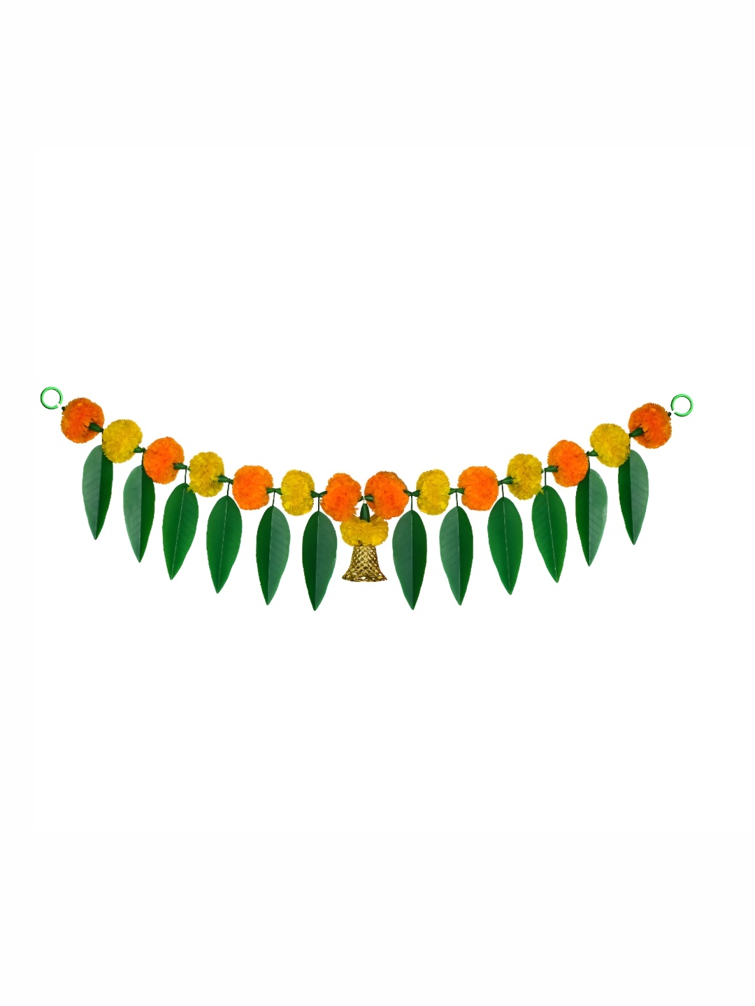 

iHandikart Yellow Marigold With Mango Leaf Hanging Toran Artificial Flower