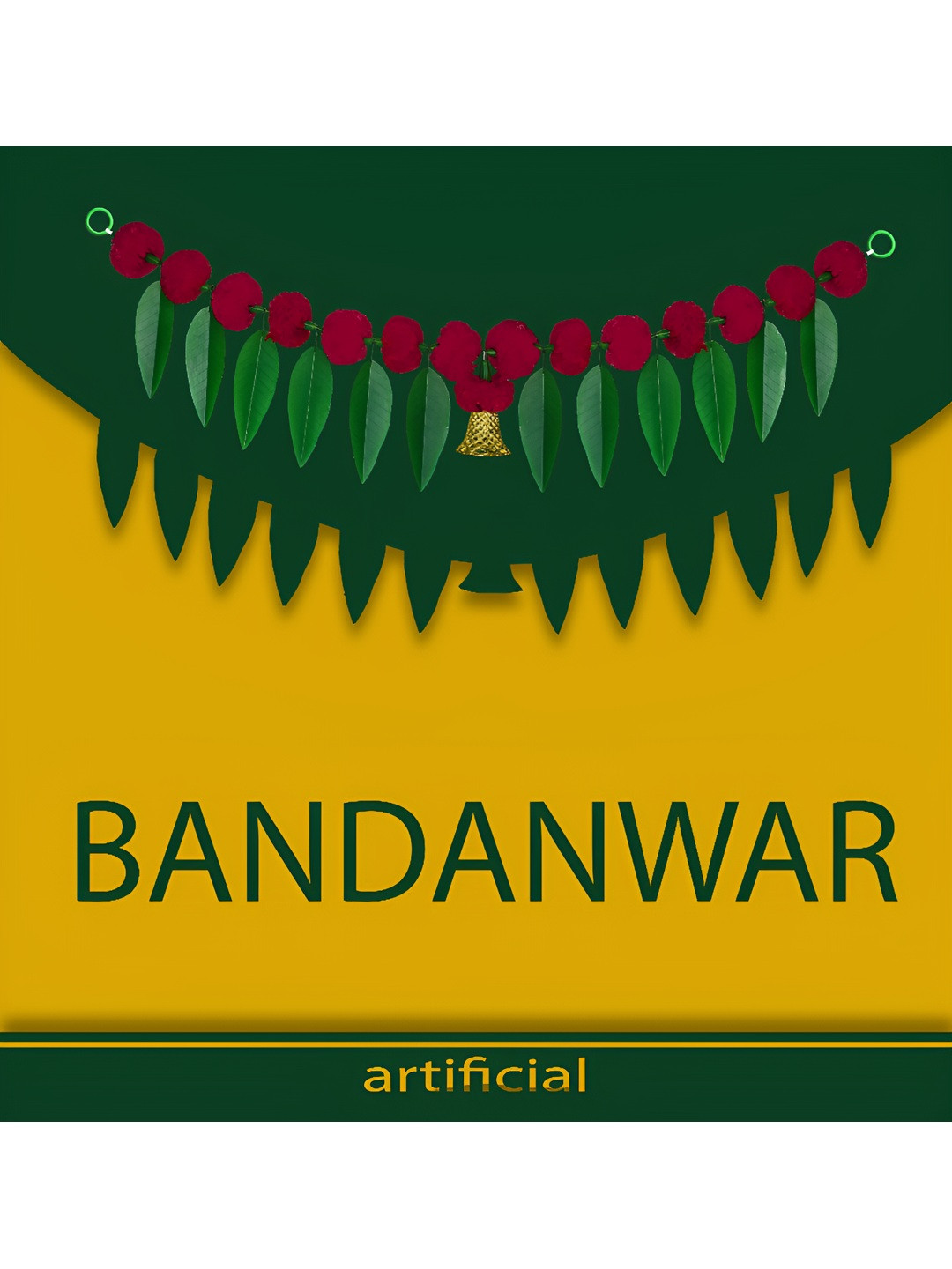 

iHandikart Red & Green 10 Pieces Hanging Marigold Artificial Flower