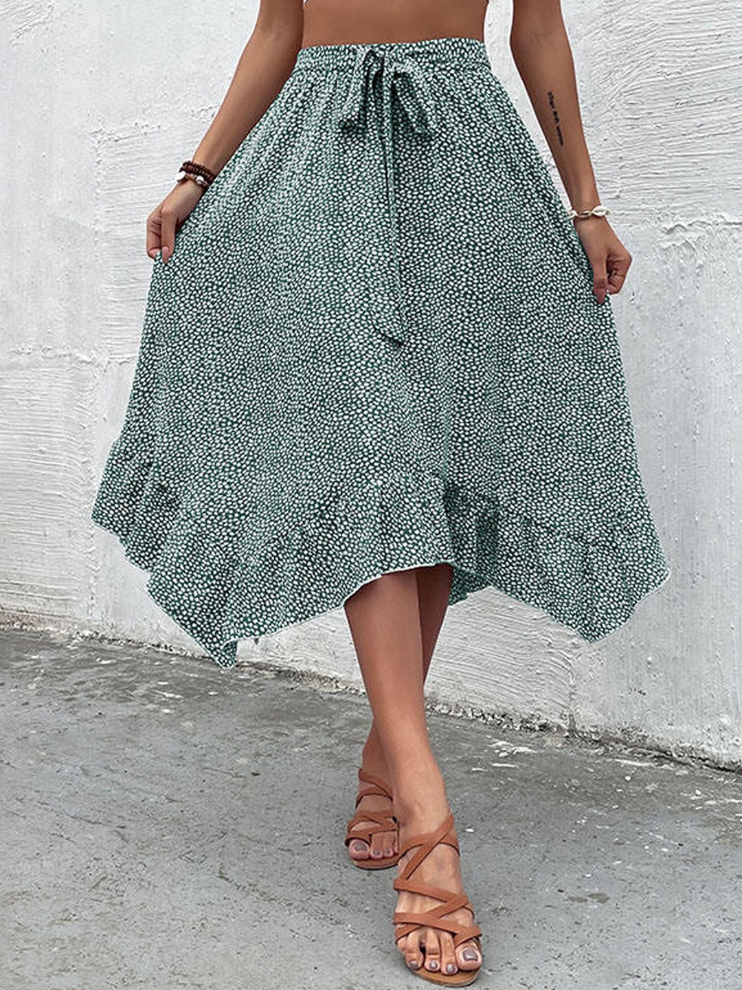 

StyleCast Printed Flared Midi Skirt, Green