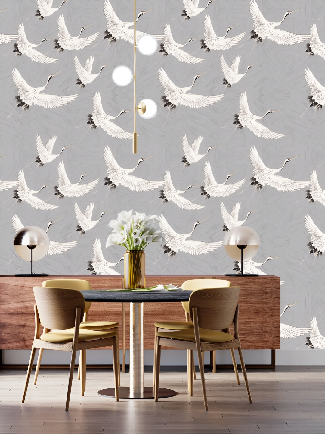

DWELLSINDIA Grey & White Printed Self Adhesive Laminated Wallpaper