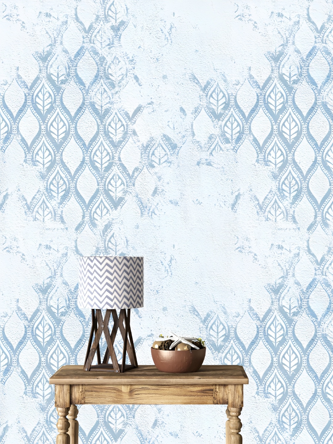 

DWELLSINDIA White & Blue Printed Self Adhesive Laminated Wallpaper