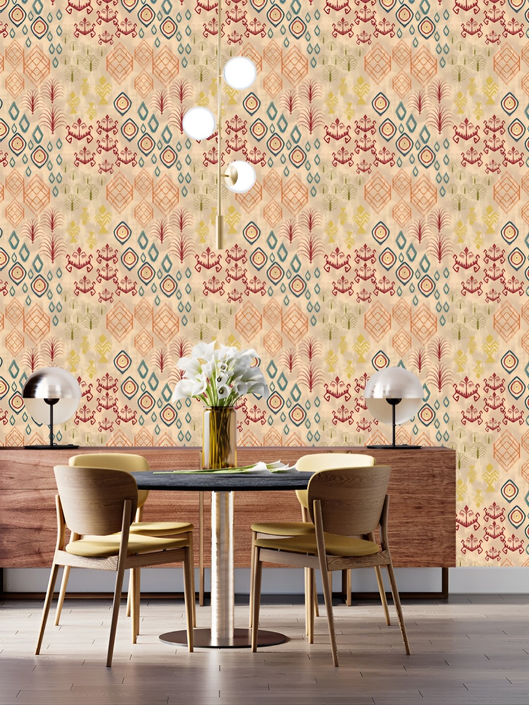 

DWELLSINDIA Beige & Red Printed Self Adhesive Laminated Wallpaper