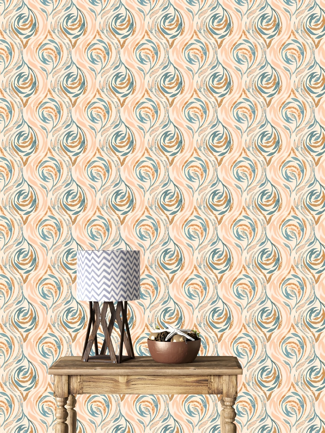 

DWELLSINDIA Beige & Blue Printed Self Adhesive Laminated Wallpaper
