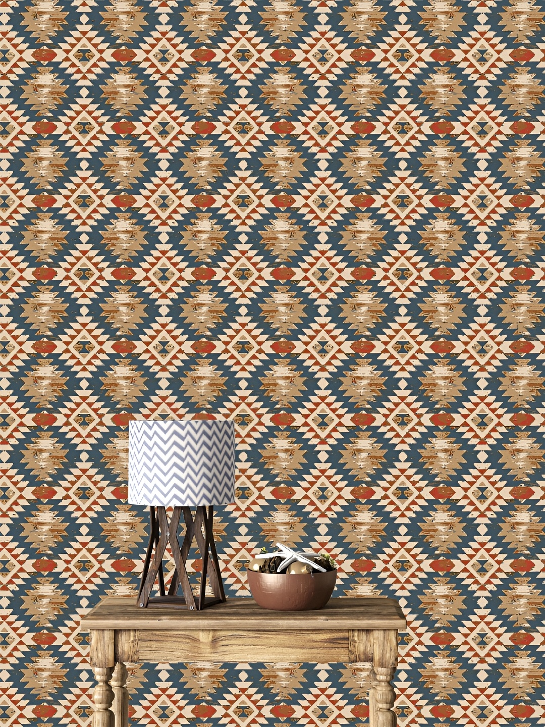 

DWELLSINDIA Beige & Blue Printed Self Adhesive Laminated Wallpaper