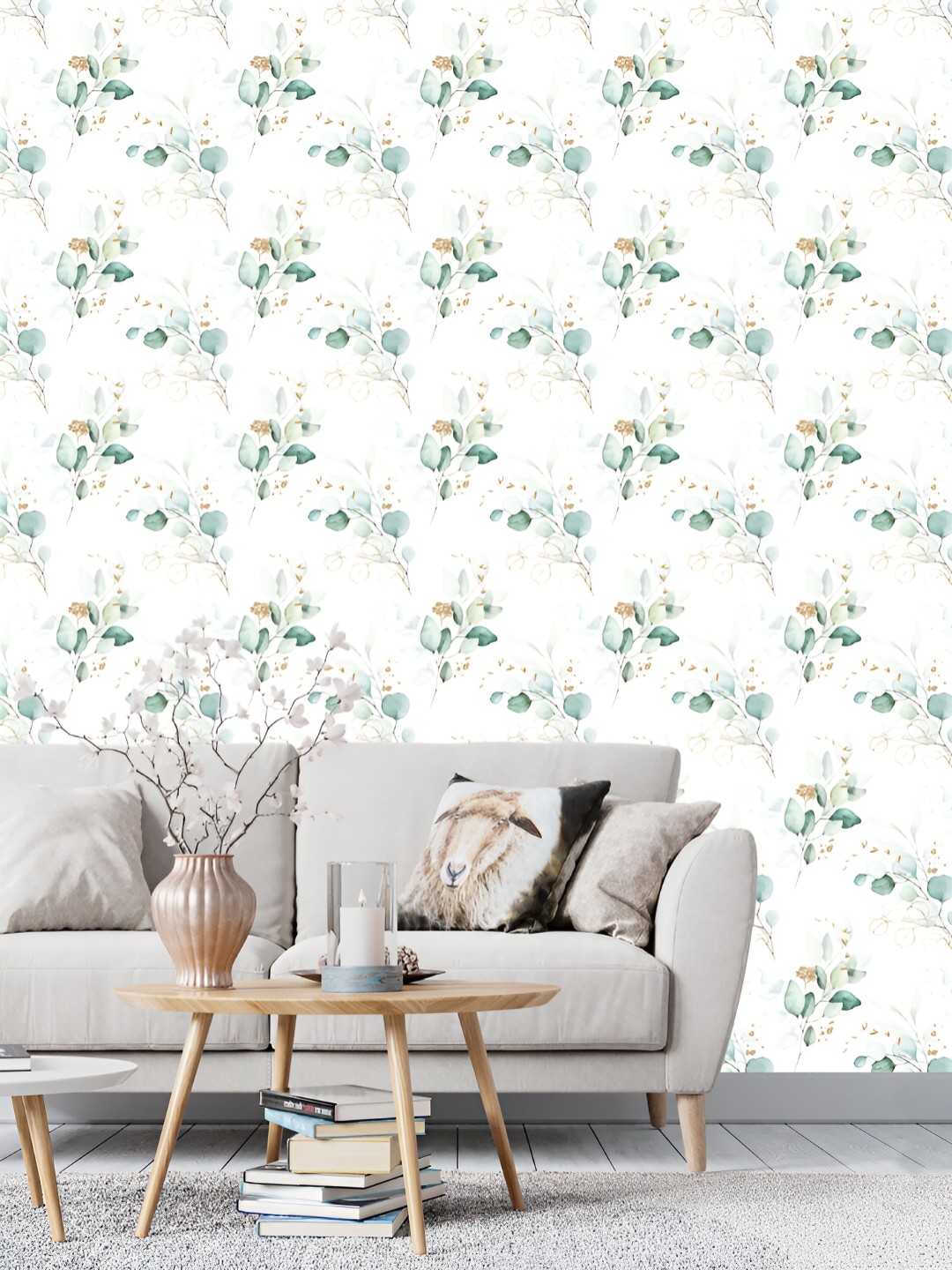 

DWELLSINDIA White & Green Leaf Printed Self Adhesive Laminated Wallpaper