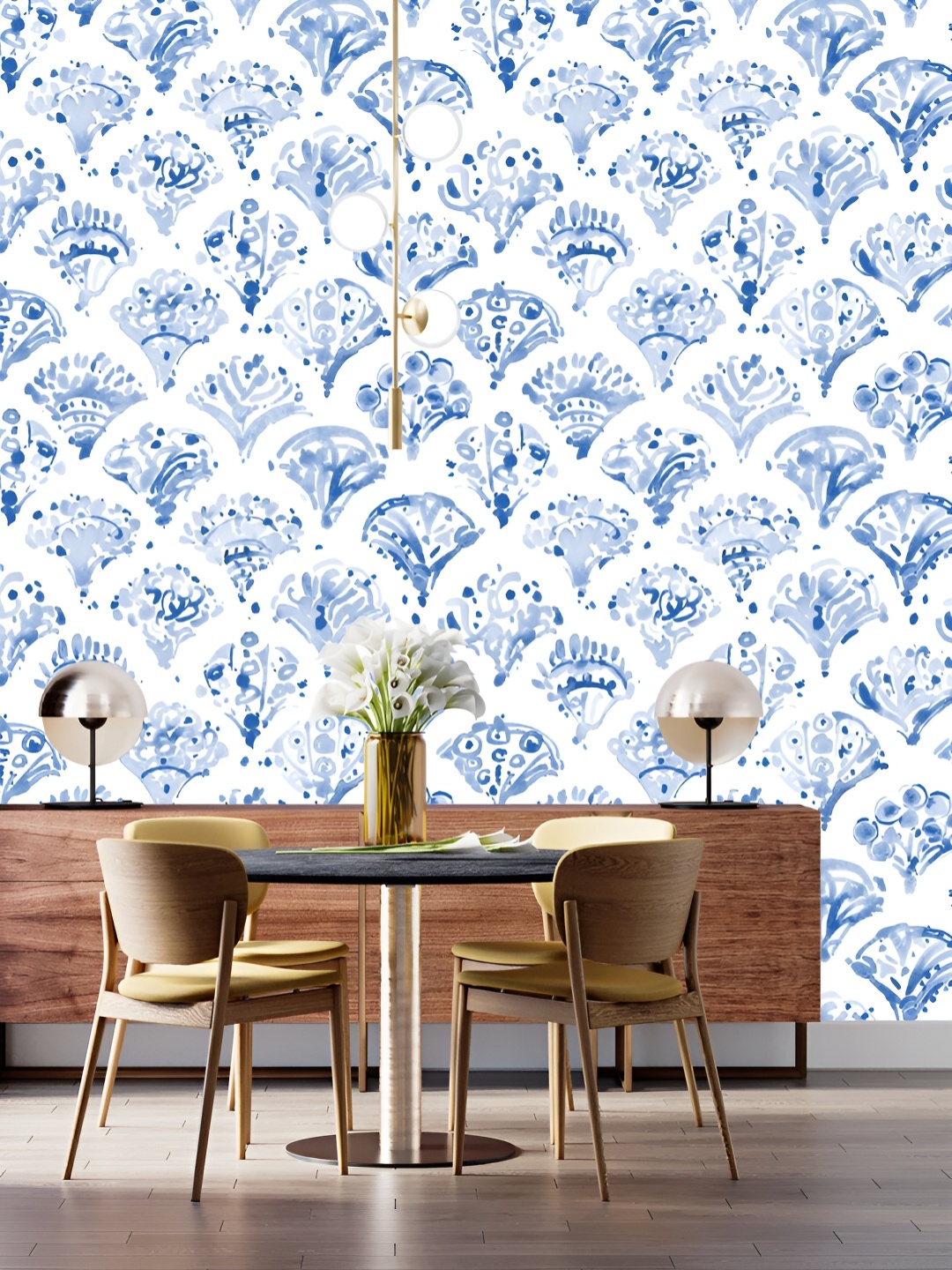

DWELLSINDIA White & Blue Abstract Printed Self Adhesive Laminated Wallpaper