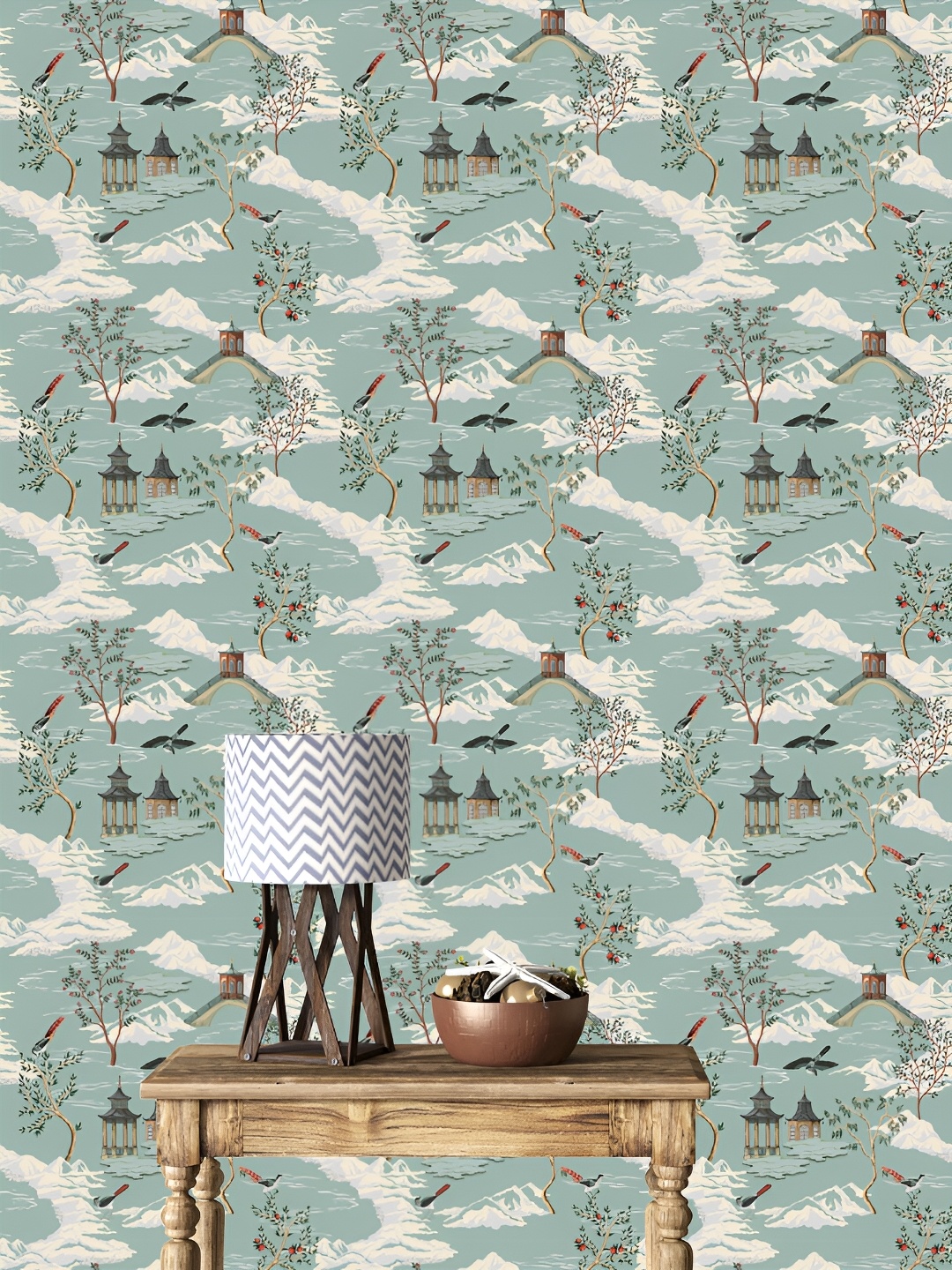 

DWELLSINDIA Blue & White Snowfall Mountain Printed Self Adhesive Wallpaper