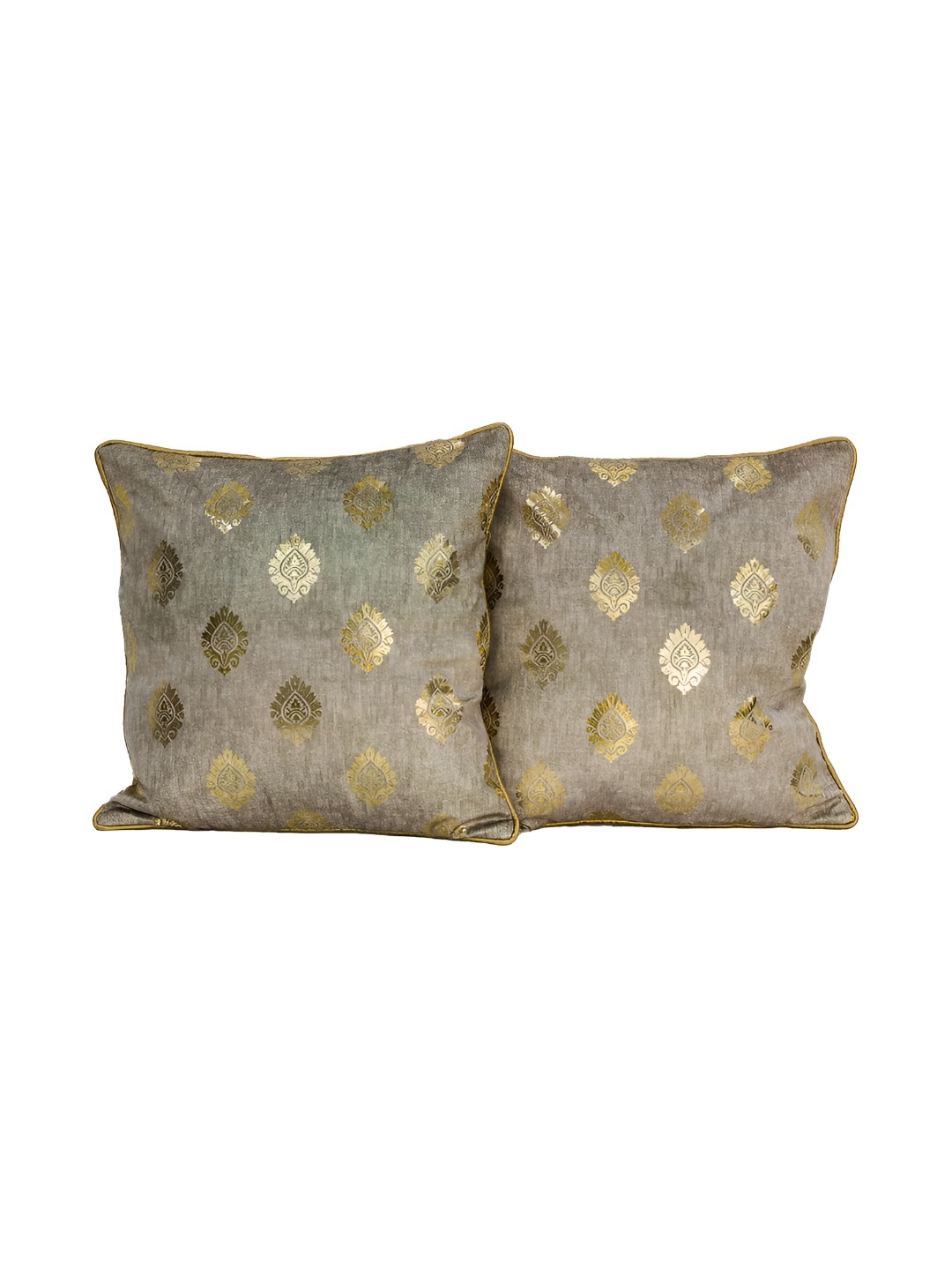 

CASA-NEST Grey & Gold toned Velvet Square Cushion Covers, Brown