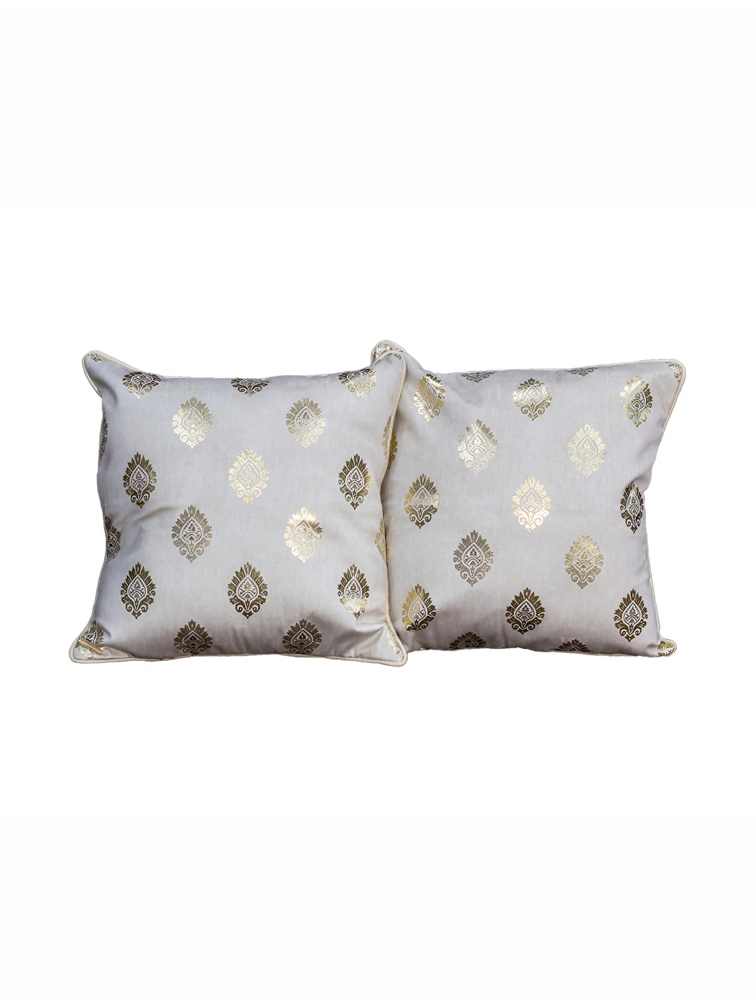 

CASA-NEST White & Gold toned Velvet Square Cushion Covers
