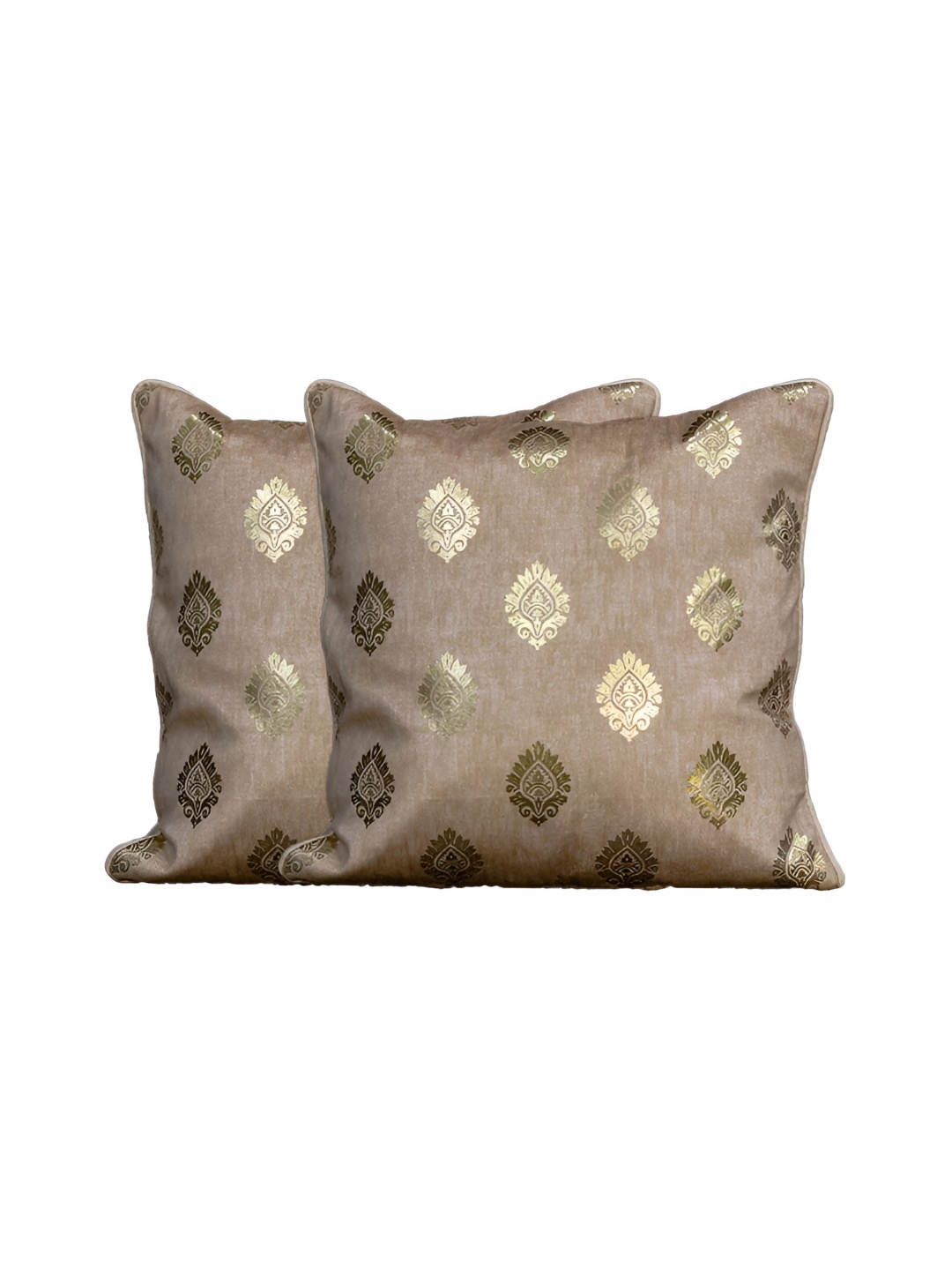 

CASA-NEST Gold Toned & Grey Velvet Square Cushion Covers