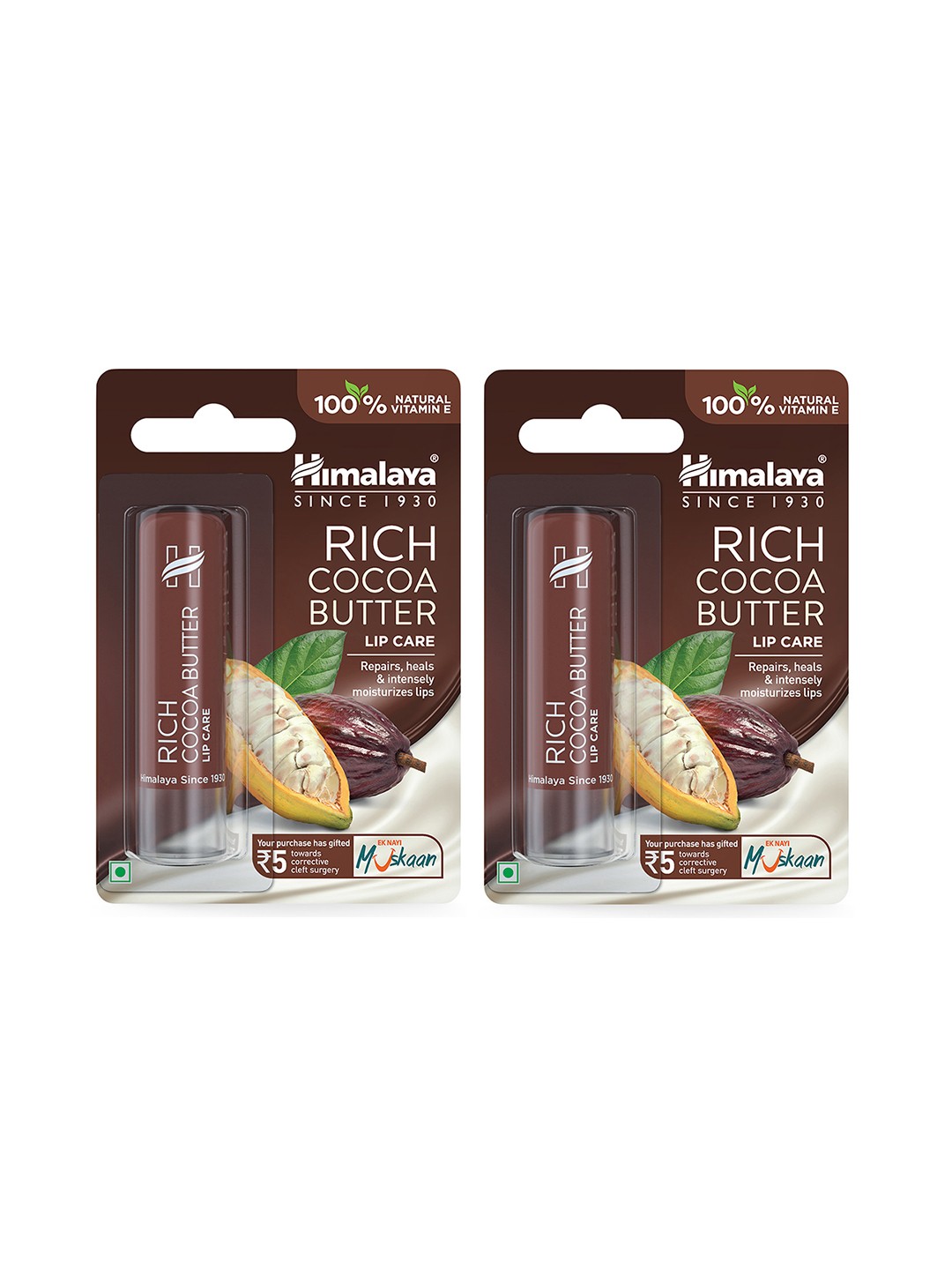 

Himalaya Set Of 2 Rich Cocoa Butter Lip Care To Repair & Moisturize Lips - 4.5g Each, Brown