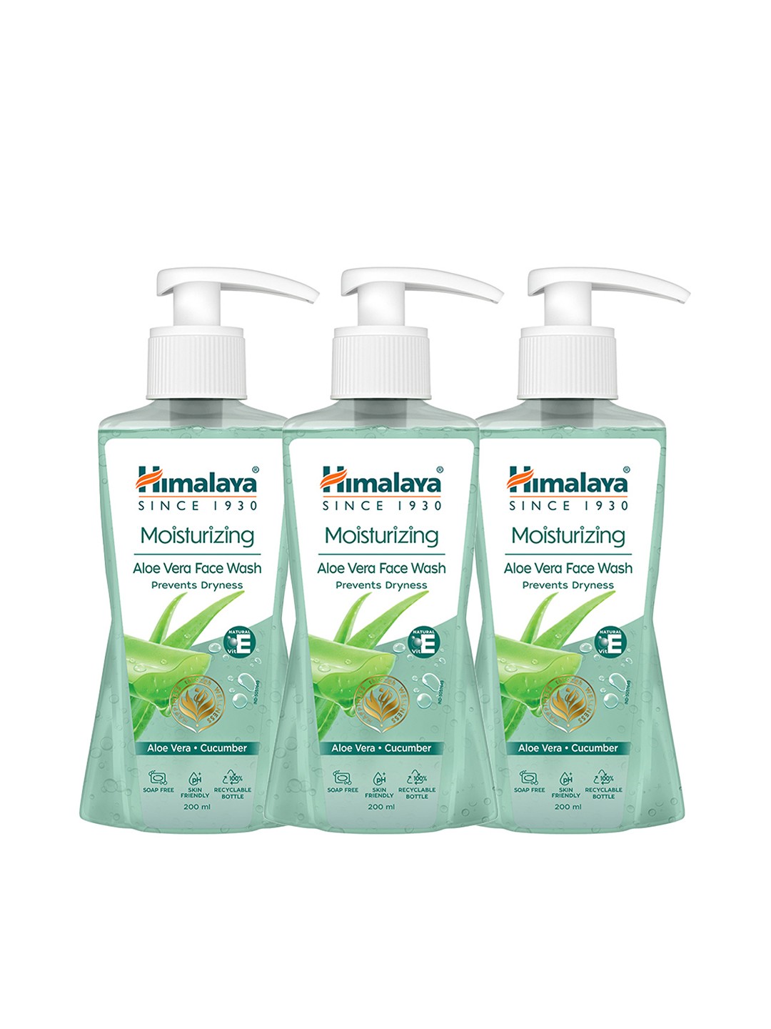 

Himalaya Set Of 3 Moisturizing Aloe Vera Face Wash With Natural Vitamin E - 200ml Each, Green