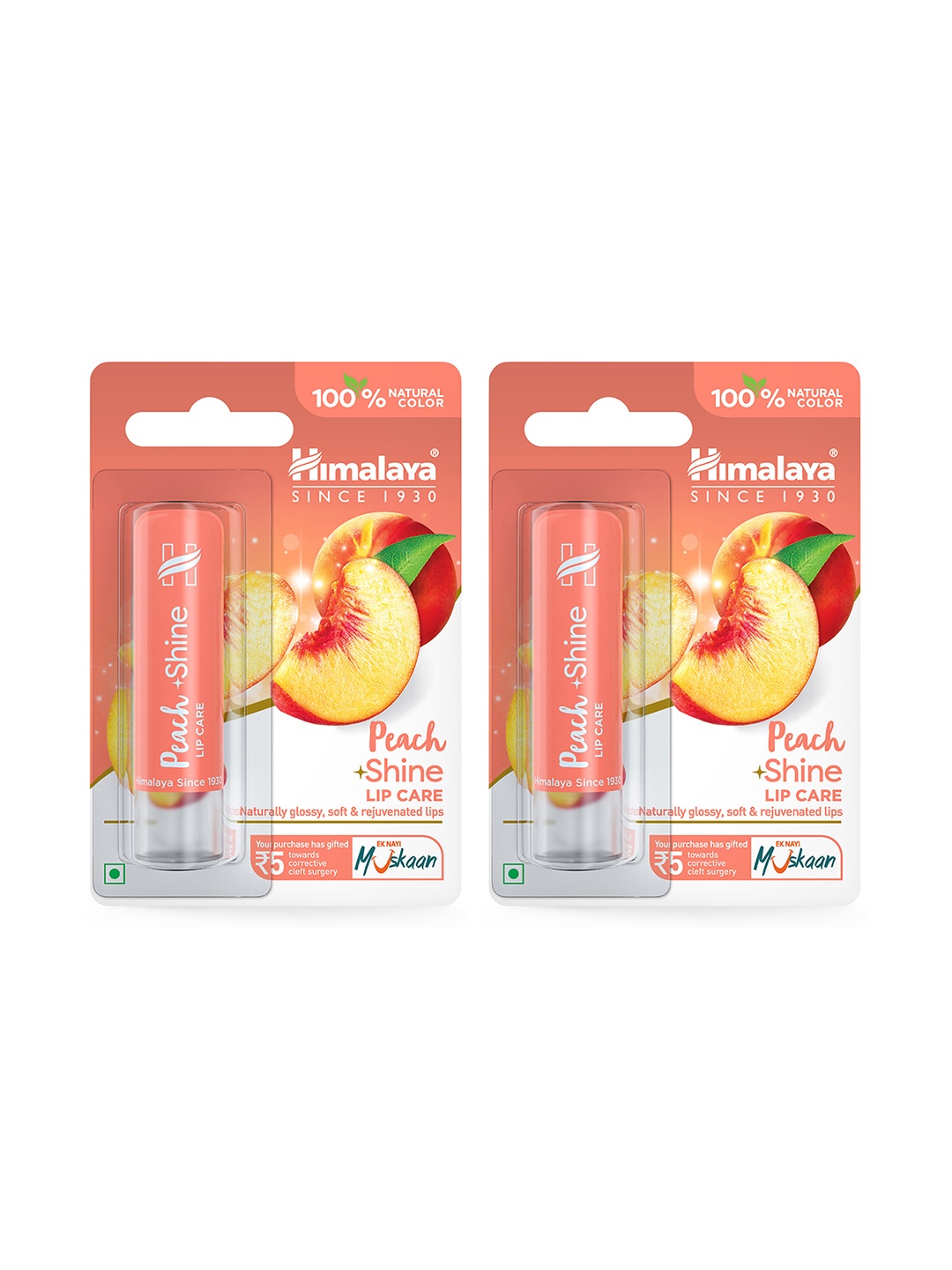 

Himalaya Set Of 2 Peach Shine Lip Care For Soft & Glossy Lips - 4.5g Each