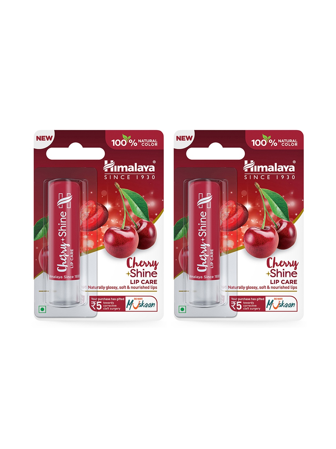 

Himalaya Set Of 2 Cherry Shine Lip Care For Glossy & Nourished Lips - 4.5g Each, Red
