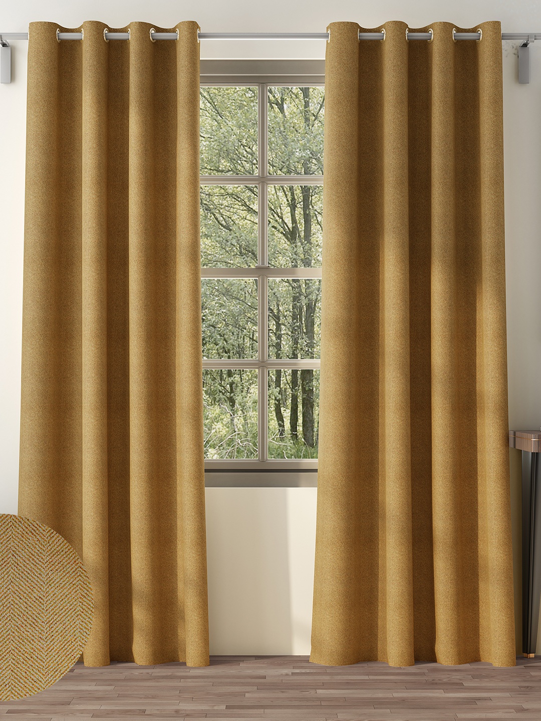 

Nefertiti Home Mustard 2 Pieces Black Out Long Door Curtains