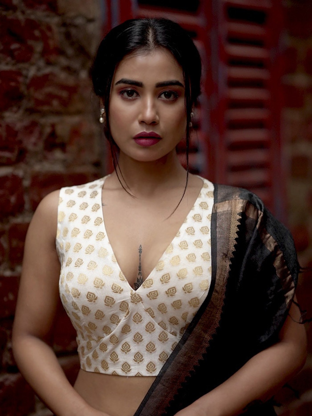 

AllSilks Printed Brocade Saree Blouse, White