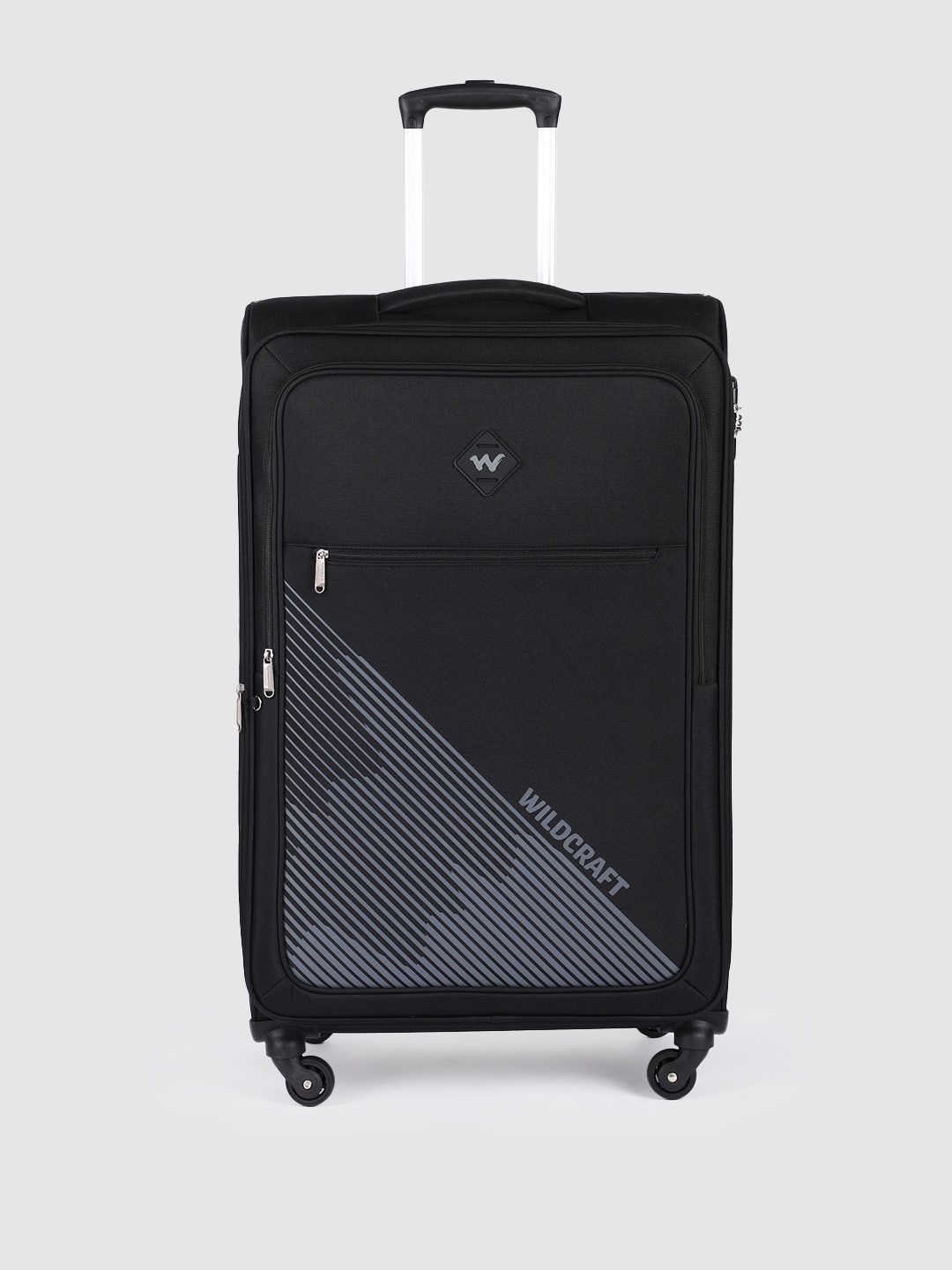

Wildcraft Zordan Plus Striped Soft Shell Expandable Large-Sized Trolley Suitcase, Black