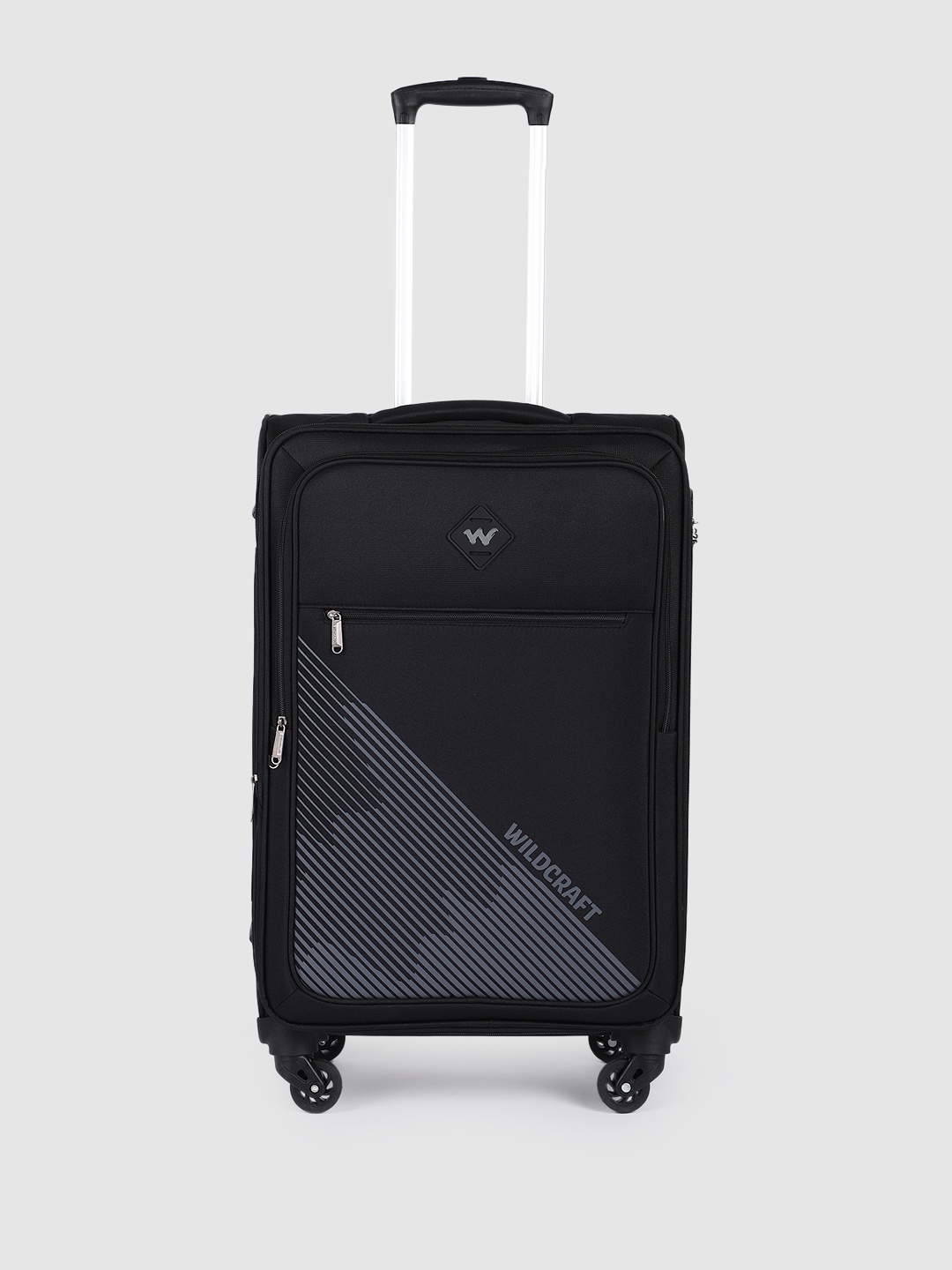 

Wildcraft Zordan Plus Striped Soft Shell Expandable Medium-Sized Trolley Suitcase, Black