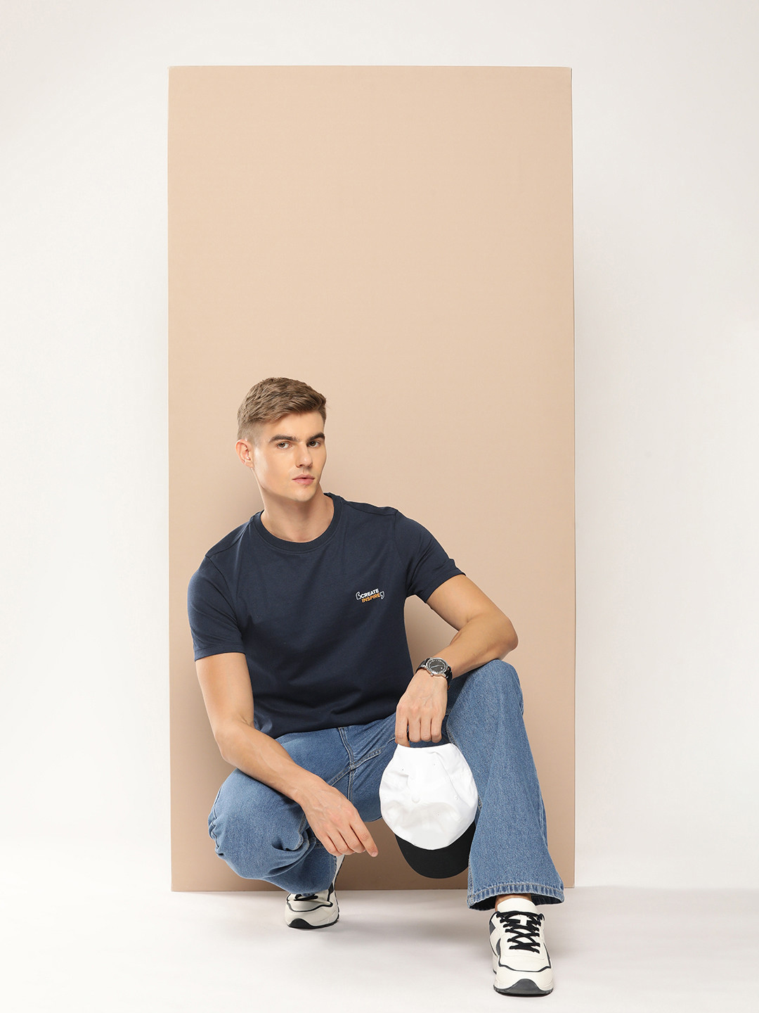 

encore by INVICTUS Round Neck Short Sleeves T-shirt, Navy blue