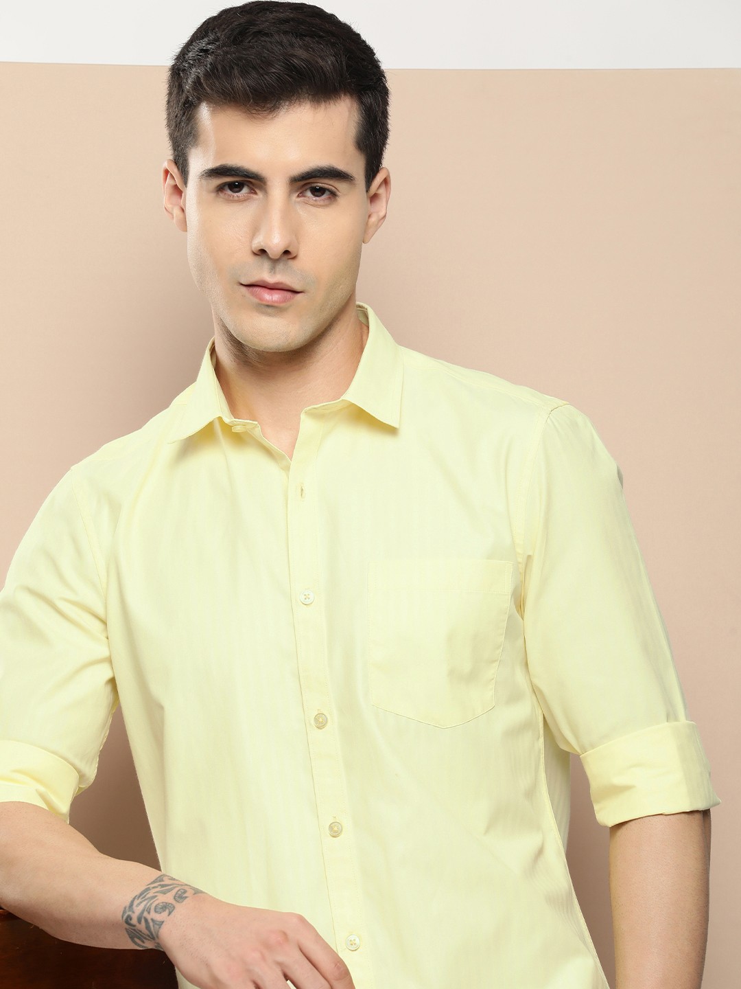 

encore by INVICTUS Solid Semiformal Shirt, Yellow