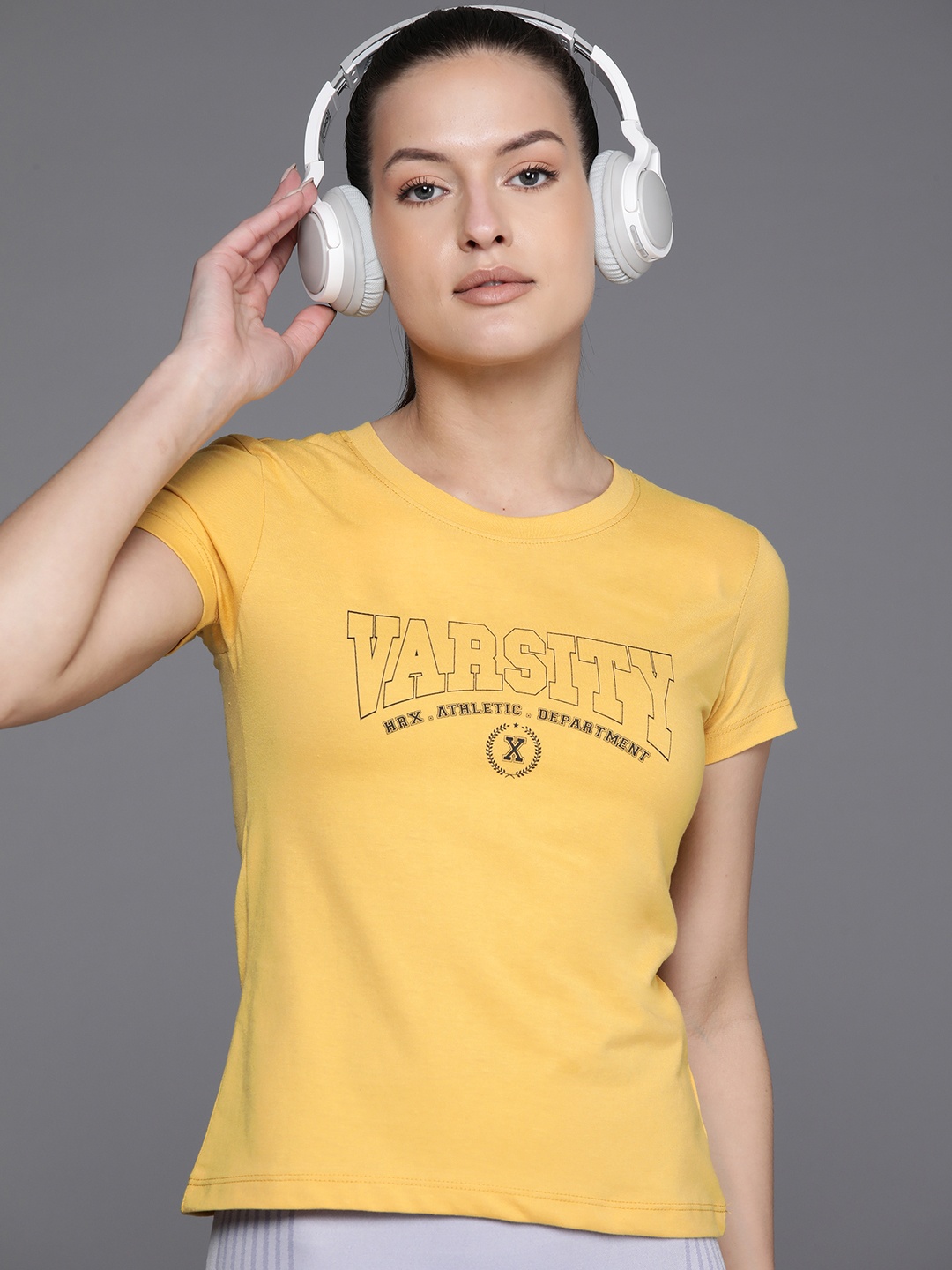 

HRX by Hrithik Roshan Women Typography Printed T-shirt, Mustard