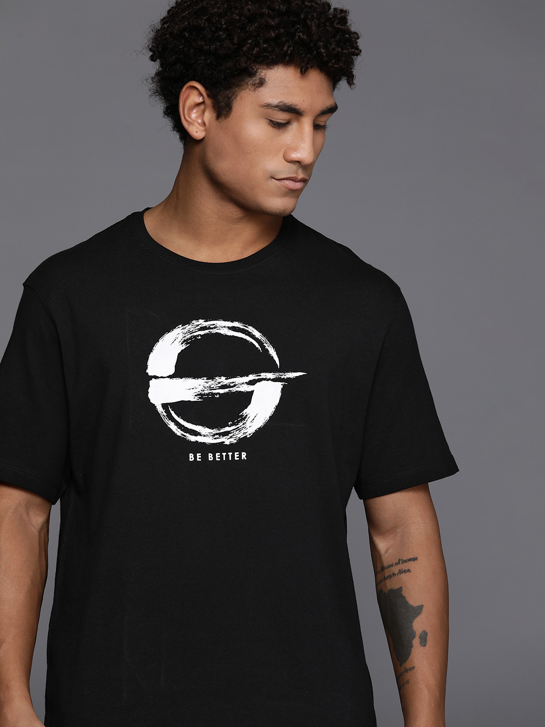 

HRX by Hrithik Roshan Printed Yoga Pure Cotton T-shirt, Black