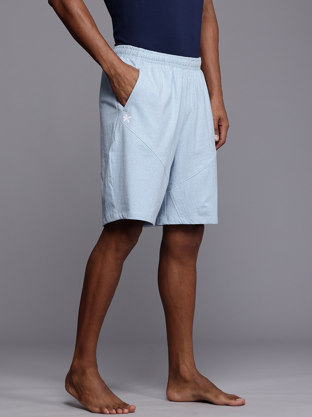 

HRX by Hrithik Roshan Men Pure Cotton Relaxed Fit Yoga Sports Shorts, Blue
