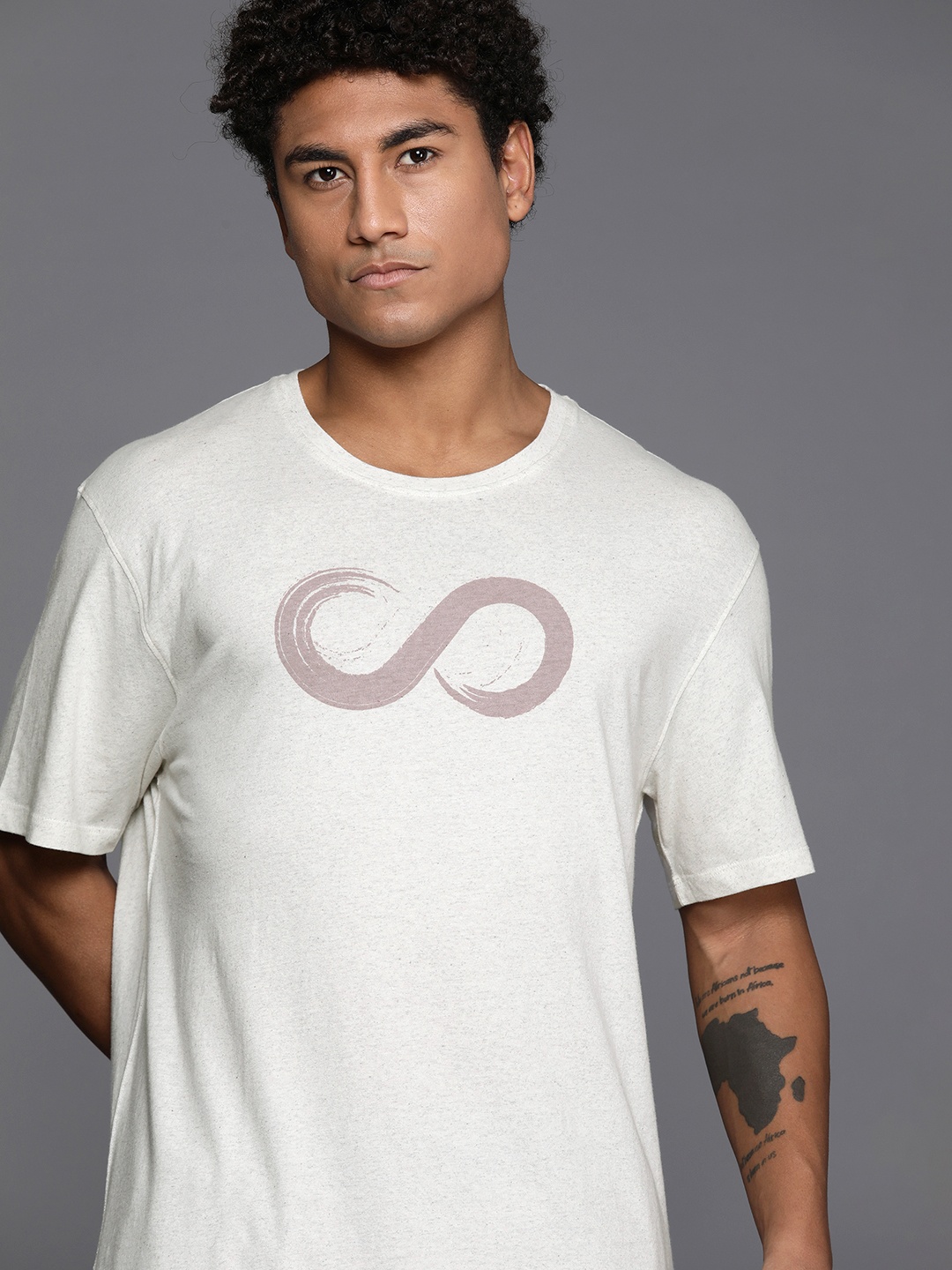 

HRX by Hrithik Roshan Printed Pure Cotton Yoga T-shirt, Off white