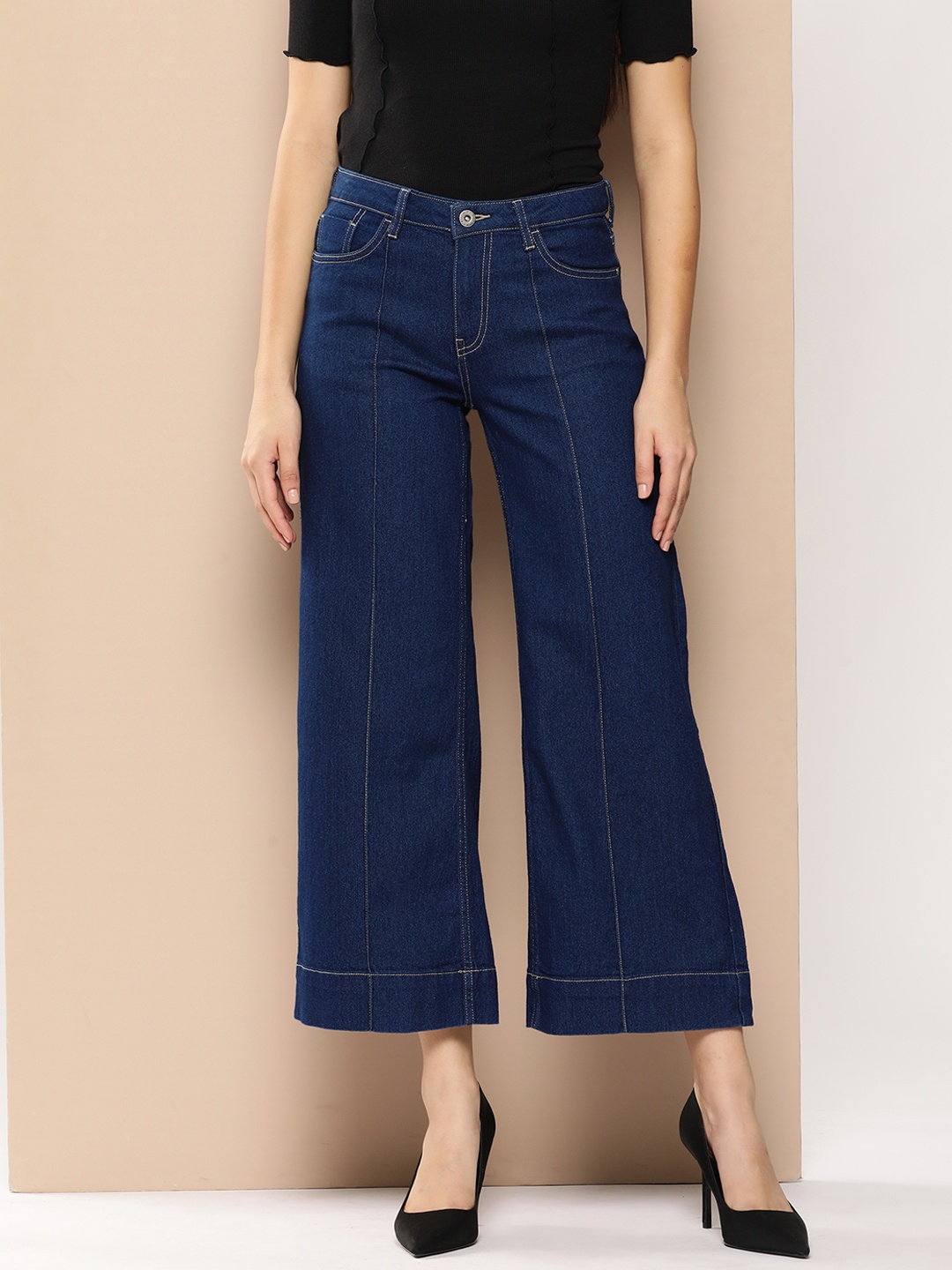 

Chemistry Women Flared Cropped Jeans, Navy blue