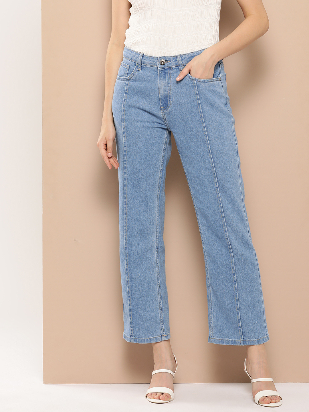 

Chemistry Women Straight Fit Stretchable Jeans, Blue