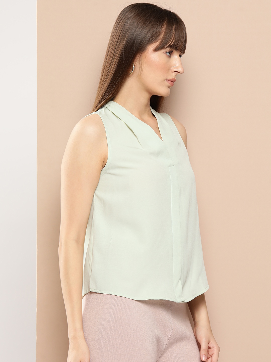 

Chemistry Pleated Sleeveless Top, Green