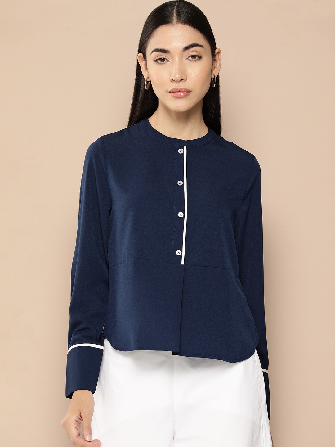 

Chemistry Shirt Style Full Sleeves Top, Blue