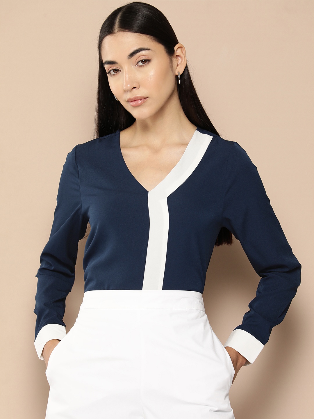 

Chemistry Colourblocked Shirt Style Top, Navy blue