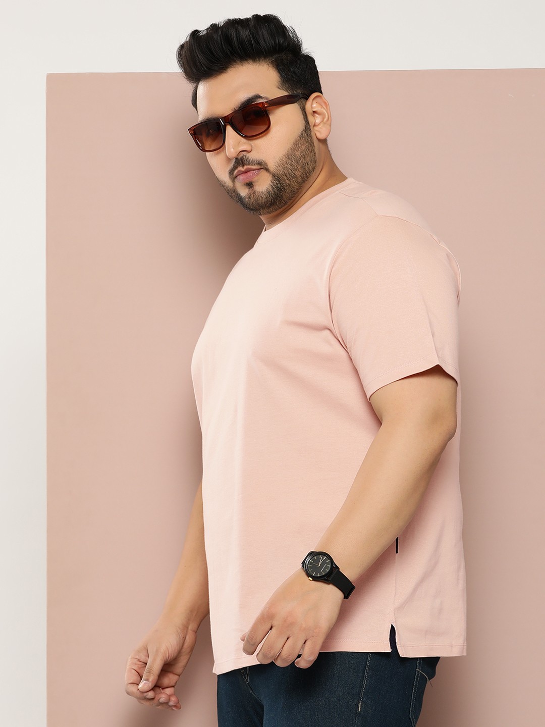 

Sztori Plus Size Pure Cotton T-shirt, Peach