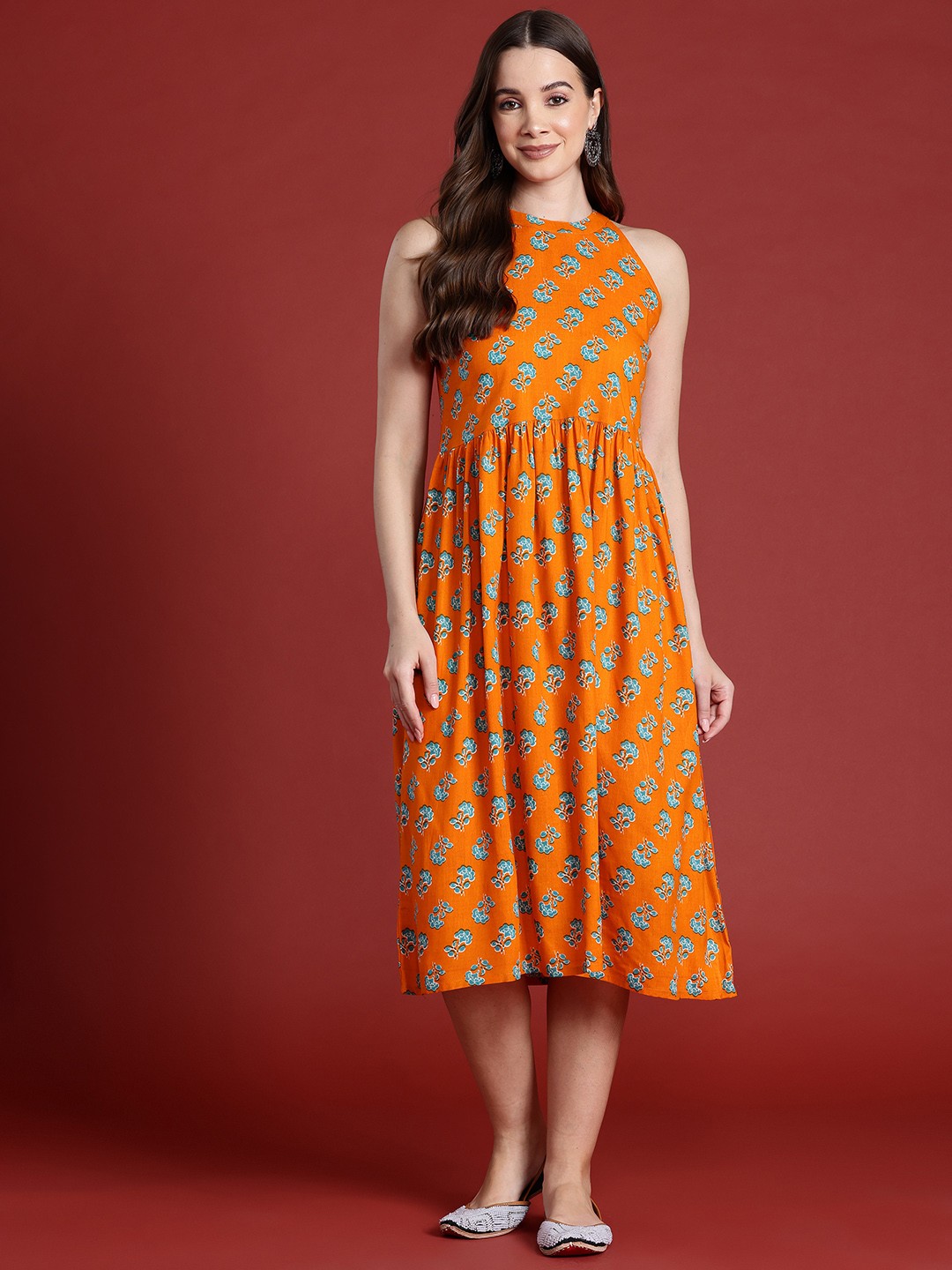 

Anouk Liva Floral Print A-Line Dress, Orange