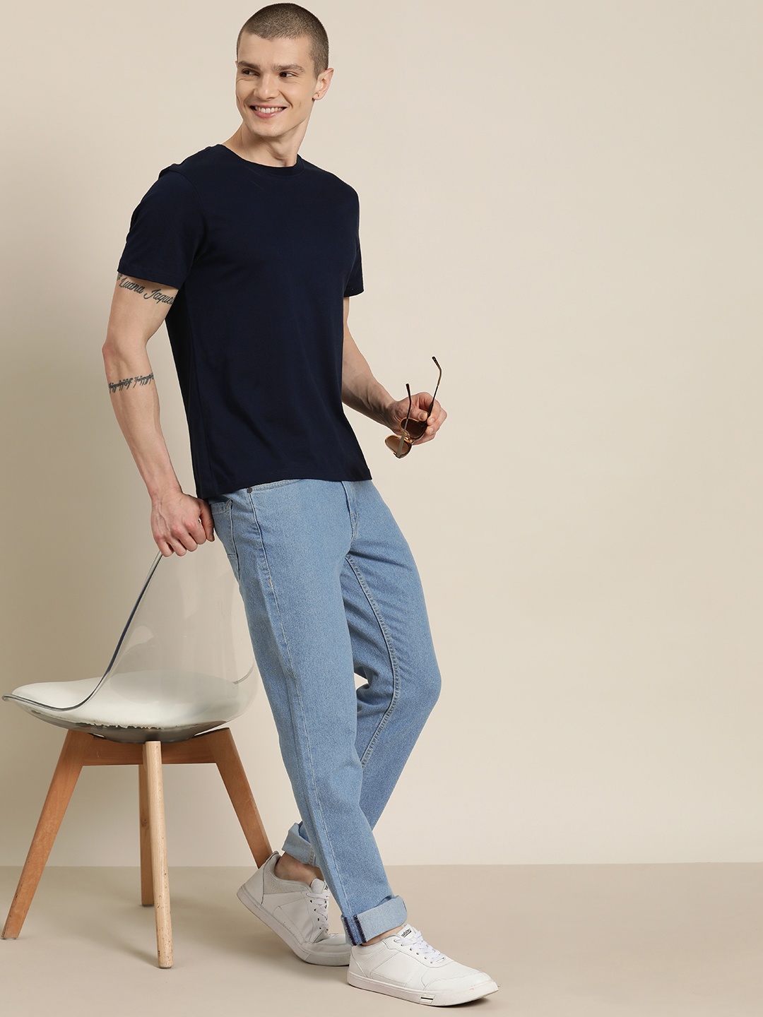 

HERE&NOW Men Slim Fit Mid-Rise Stretchable Jeans, Blue
