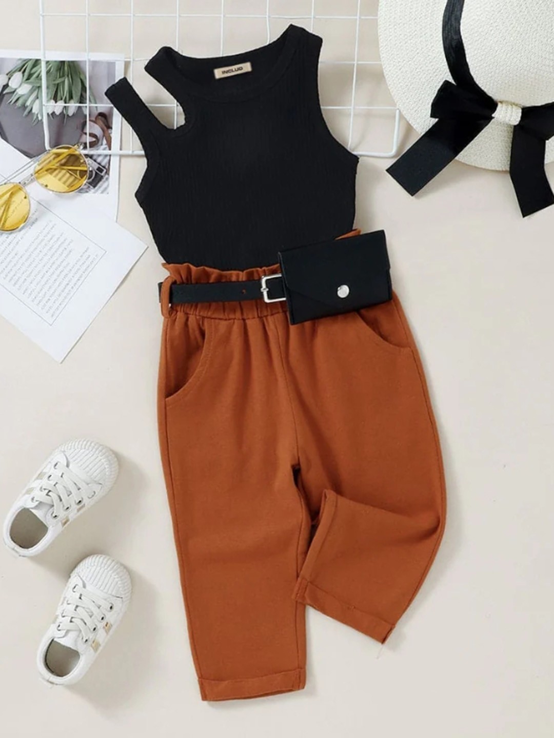 

INCLUD Girls Black Top with Trousers