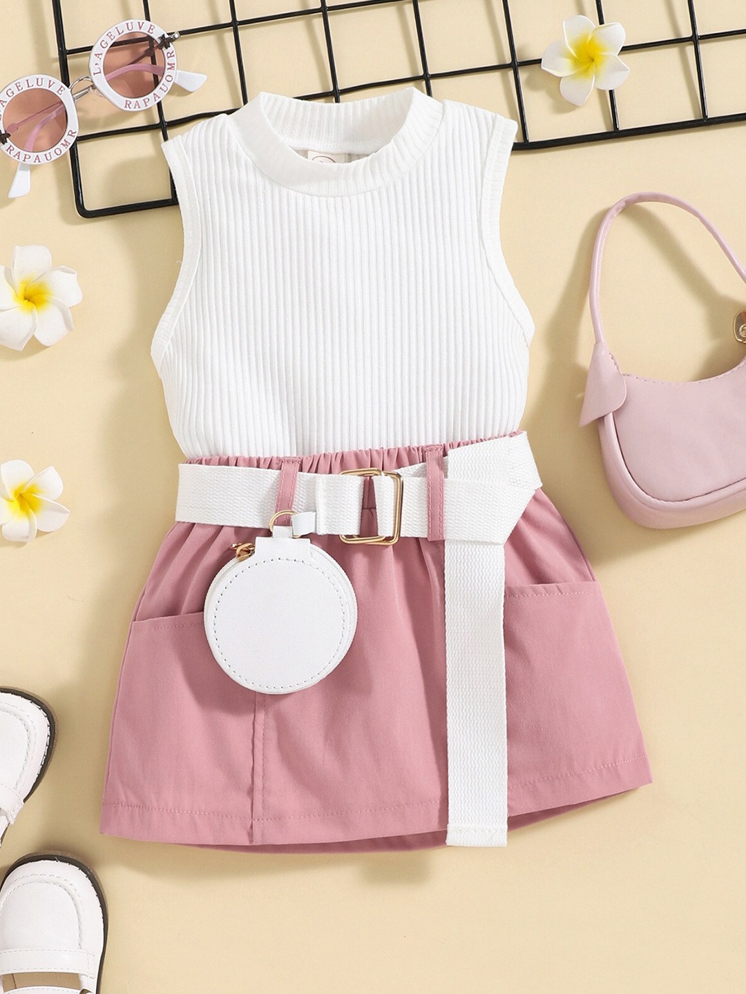 

INCLUD Girls Top with Skirt, Pink