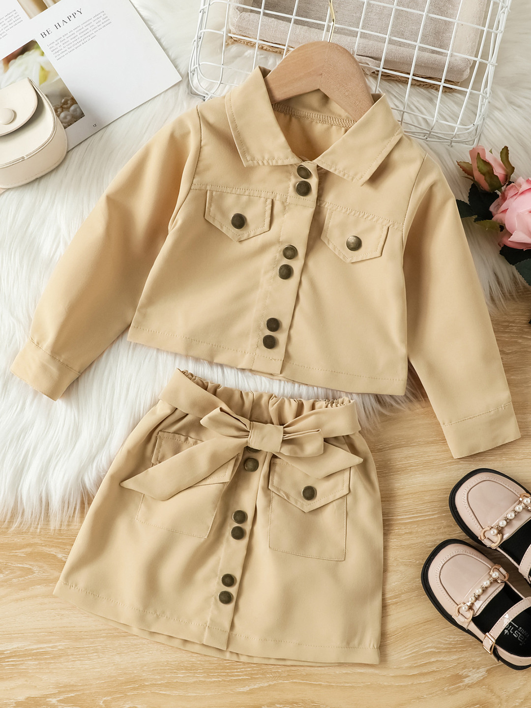 

INCLUD Girls Beige Shirt with Skirt