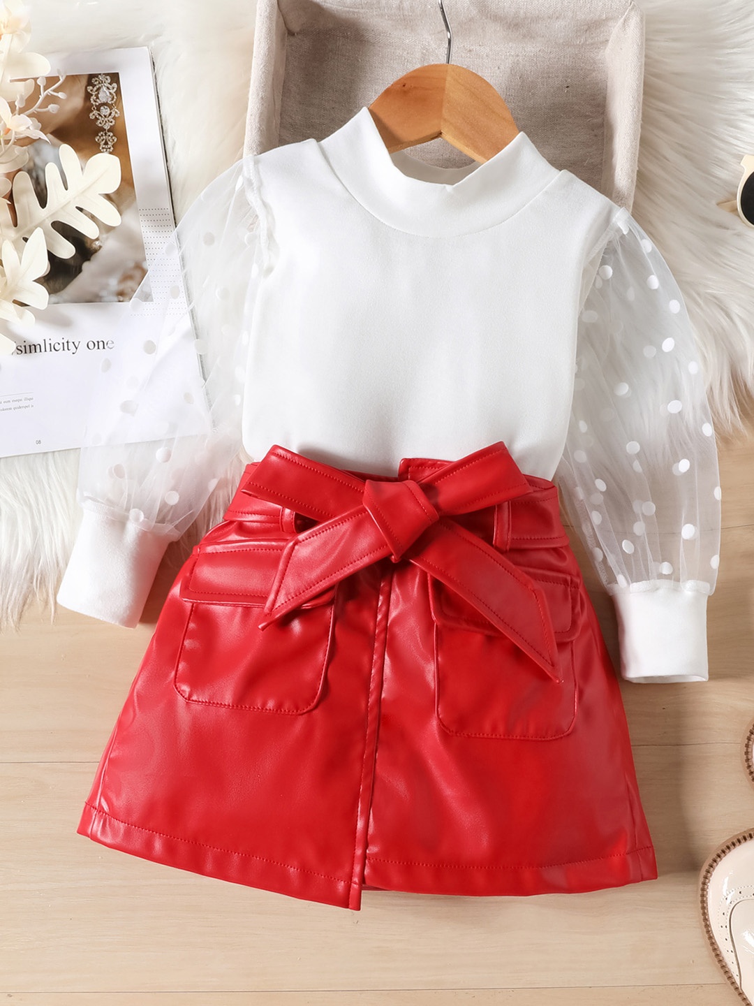 

INCLUD Girls Red Top with Skirt