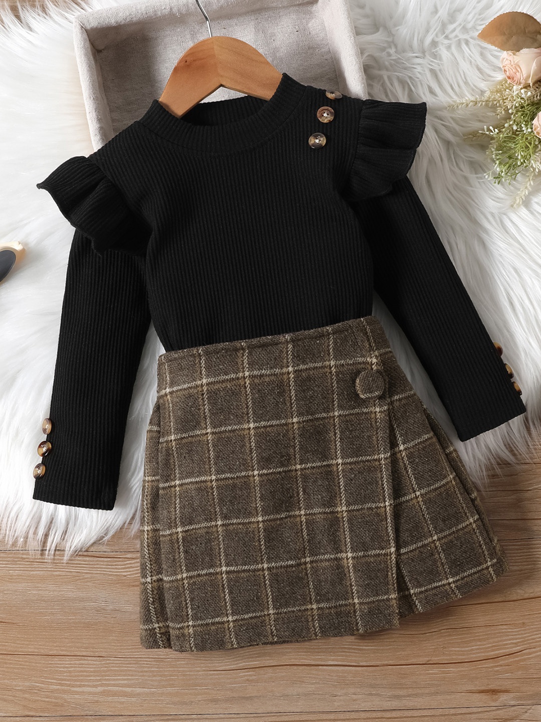 

INCLUD Girls Black Top with Skirt