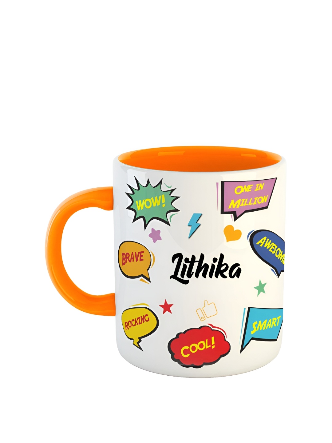 

ARTBUG Orange & White Text Printed Ceramic Glossy Mug 350ml